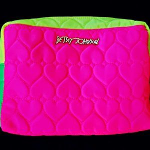 BETSEY JOHNSON MULTI- NEON DOUBLE ZIP COSMETIC BAG